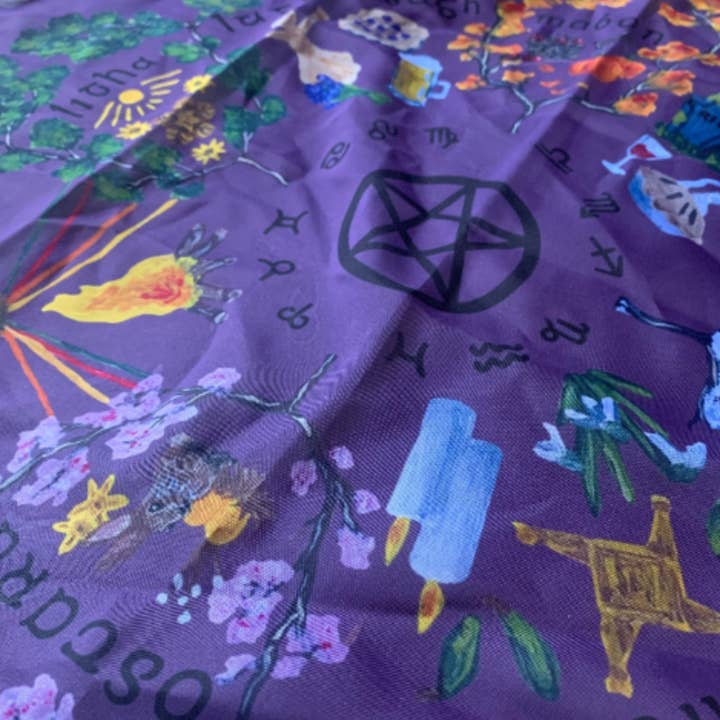Wheel of the Year Scarf | Altar cloth | Spooky | Pagan for wholesale by House of Hex