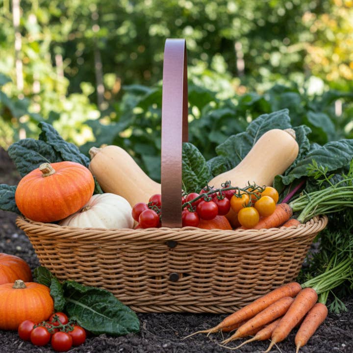 Heirloom Garden Trug/Basket - Eco-Friendly Basket with Leather Handles for Harvesting for wholesale by Sunny Grove