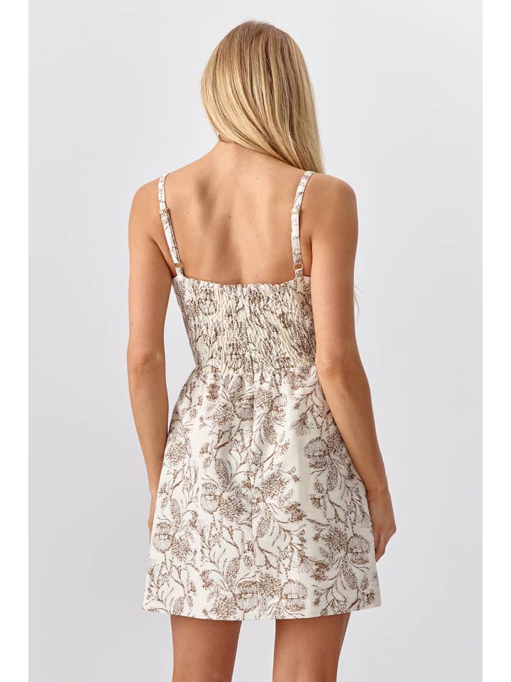 Cream Mocha Sandi Jacquard Mini Dress for wholesale on Faire