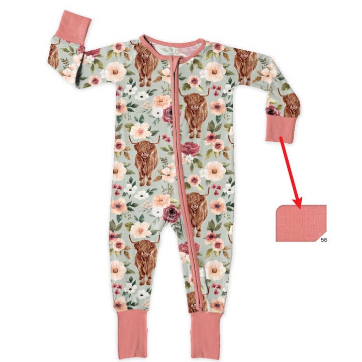 Floral Highland Cow Bamboo Sleeper for wholesale by Baby Breath Boutique