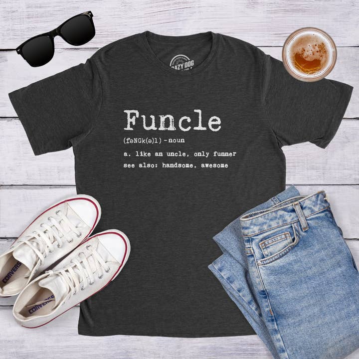 Crazy Dog T-Shirts - Wholesale Screen Printed T-Shirt - Men's - Funcle Defintion Men's Tshirt Uncle Graphic Tee Western T
