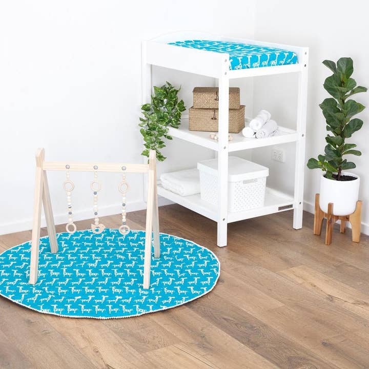 Outlook Baby – wholesale Play mat – Kids & baby – Baby Play Mat (Waterproof Backing) - Teal Giraffe