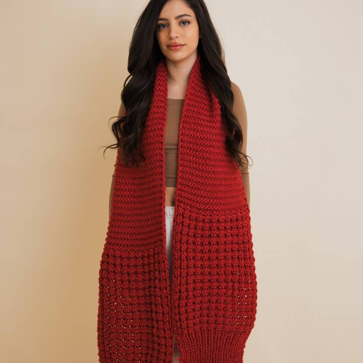 Leto Accessories - Wholesale Scarf - Unisex - Cozy Waffle Knit Edge Scarf - Winter Essential3