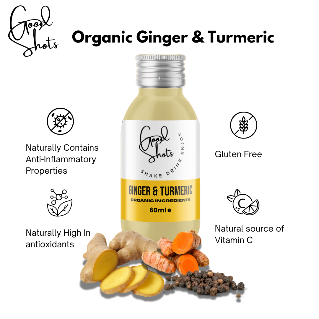 Good Shots - Vente Jus bien-être/fortifiants - Boîte de 12 shots santé au gingembre et curcuma1