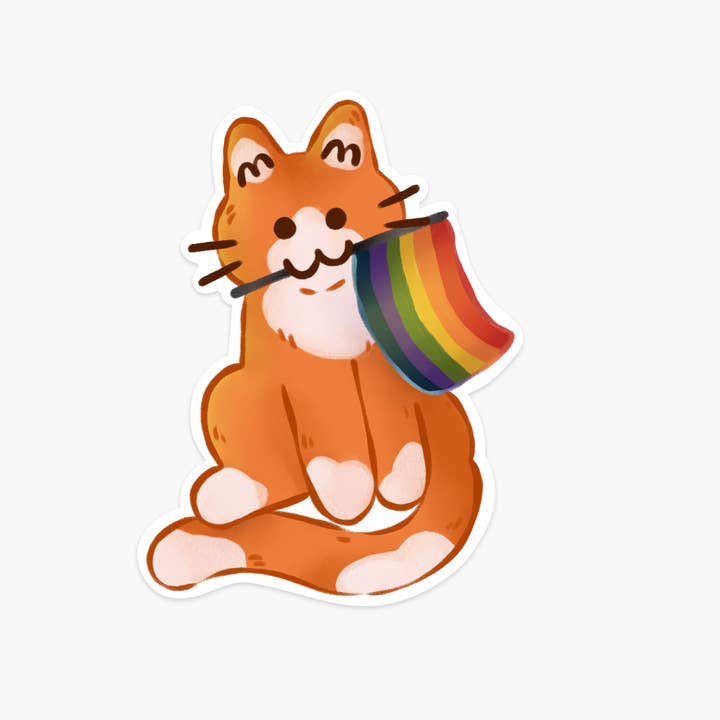 The Stray Shop - Wholesale Sticker - Pride Flag Kitty Sticker
