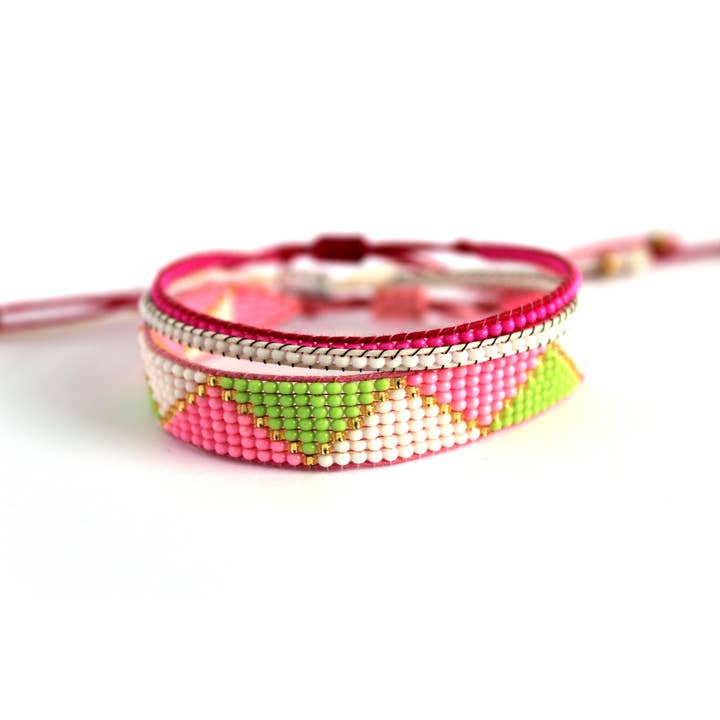 Sol Jewels - Wholesale Jewelry Set - Urban Surfer Girl bracelet Boho pink 3pack2