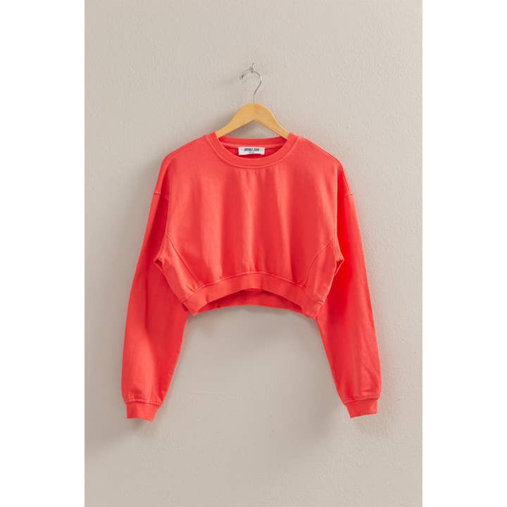HYFVE - Wholesale Sweatshirt - Women's - DZ25A923-Crew Neck Long Sleeve Crop Sweatshirt