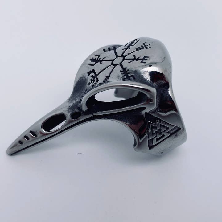 Mio Queena - Wholesale Signet Ring - Viking Stainless Steel Men's Crow Head Ring - MJ/MR