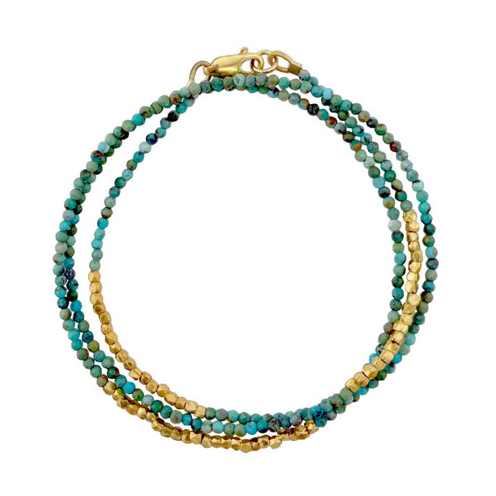 pulseira tripla com contas de turquesa e metal por atacado de Philippa Roberts