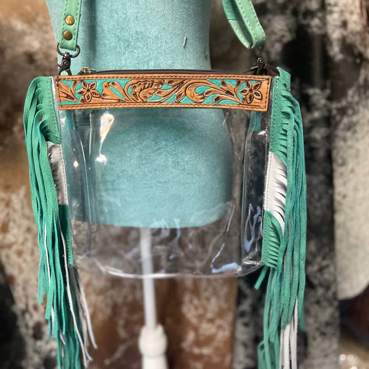 Broads Market - Wholesale Crossbody Bag - Women's - Tooled Fringe Stadium Clear Crossbody Bags