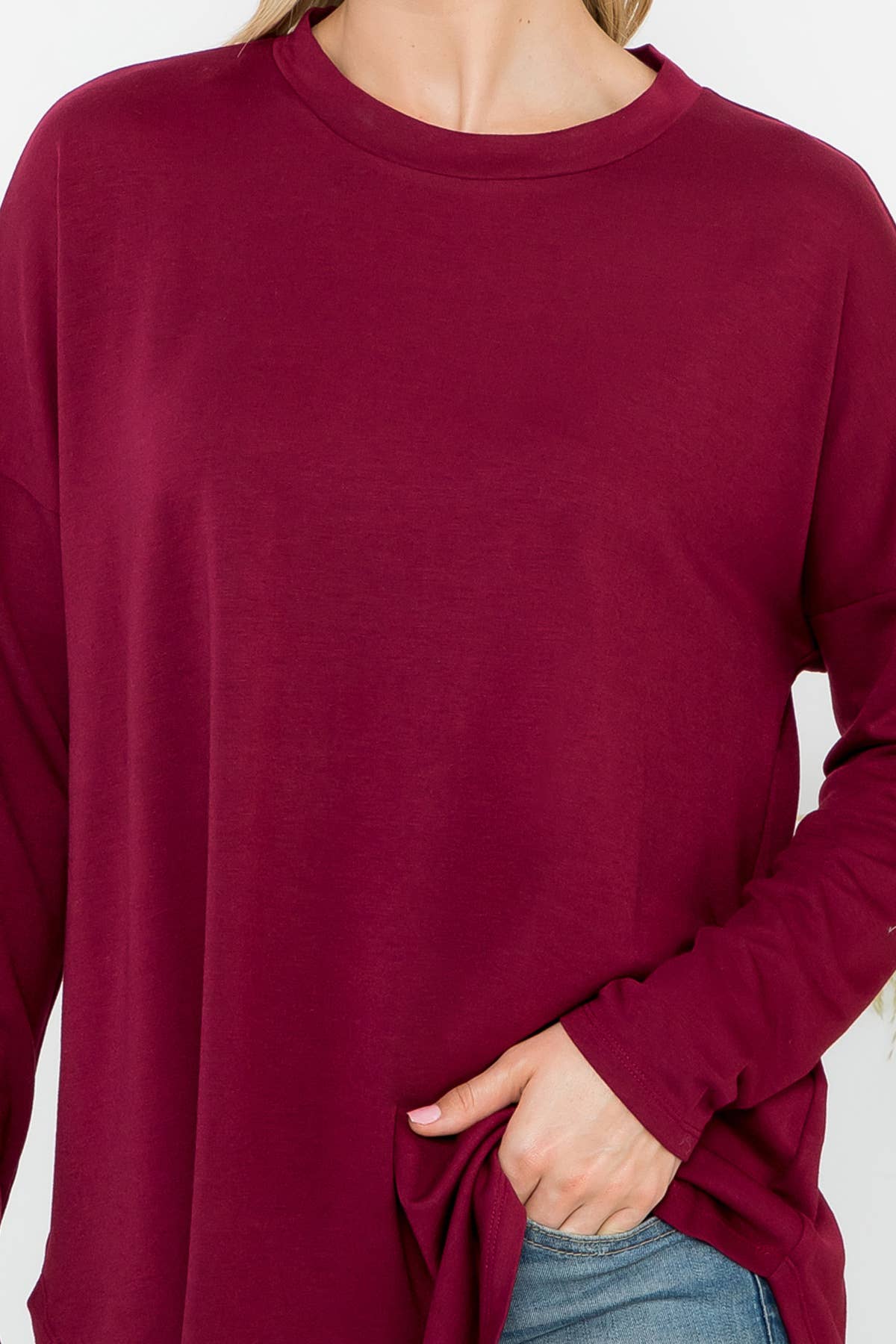 You & Me - Vente Tunique – femme - HAUT EN MOLLETON À MANCHES LONGUES YMT20090V ET OURLET ARRONDI24