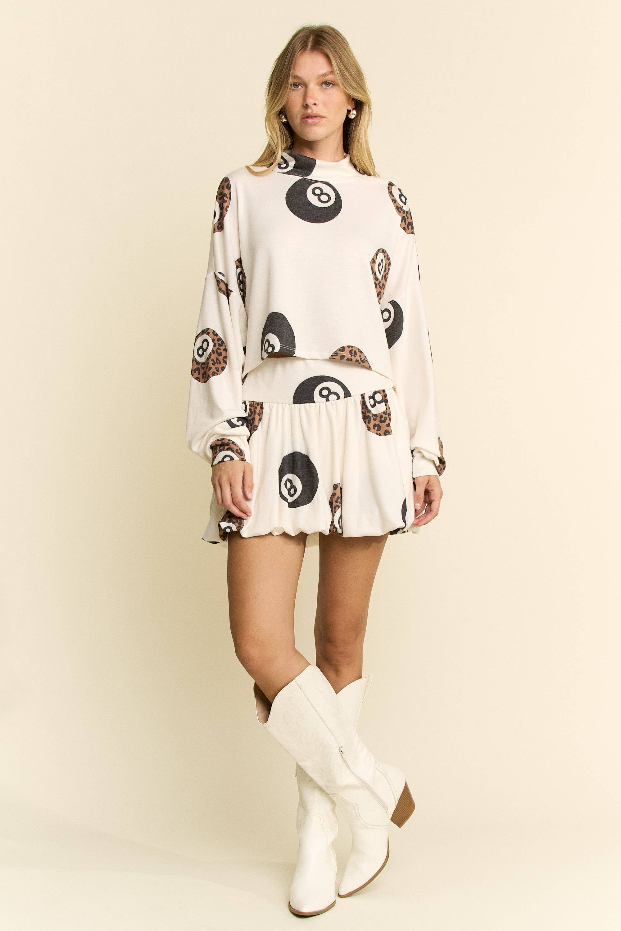 Cotton Muse - Vente Ensemble haut et jupe - Femme - ENSEMBLE HAUT/JUPE IMPRIMÉ LÉOPARD À HUIT BOULES