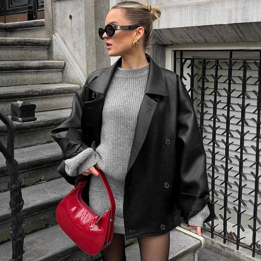 world apparel - Wholesale Leather Jacket - Women's - 2025 Vintage Brown Leather Winter Jacket Timeless Chic2