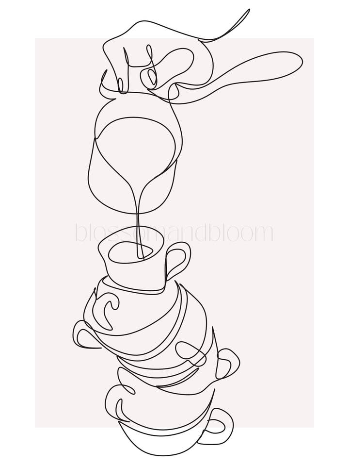Coffee Cups Line Art for wholesale by Blossom & Bloom