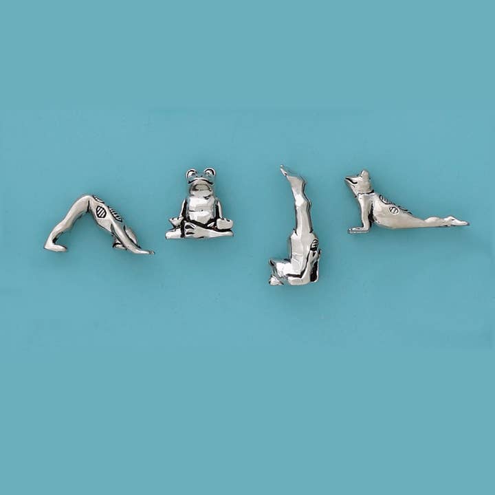 4 Piece Yoga Frogs Miniature Set with Pouch for wholesale by Basic Spirit