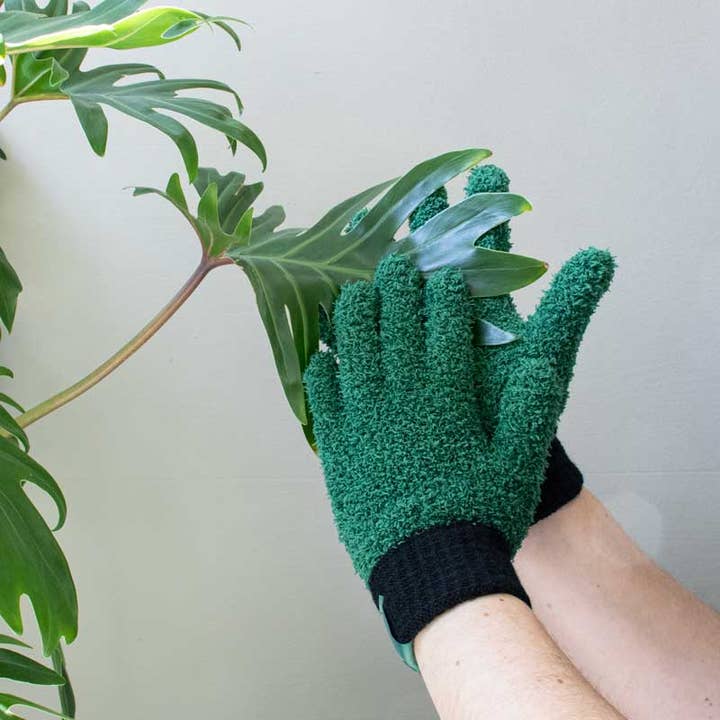 Botanopia - gifts , decor and cards for plant lovers - Wholesale Garden Gloves - Leaf Love Gloves - Microfiber dusting gloves for plants