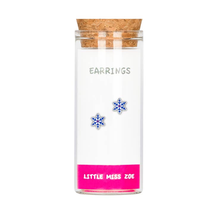 Sterling Silver Stud Earrings - Blue Snowflake for wholesale by Little Miss Zoe