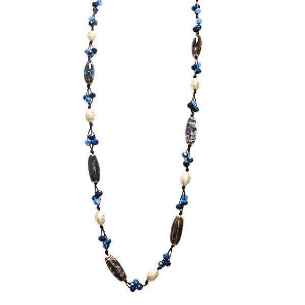 AMORINO SRL - Wholesale Beaded/Pearl Necklace - ADJUSTABLE STRING NECKLACE MADE OF CRYSTALS AND STONES - HZM24144A2755