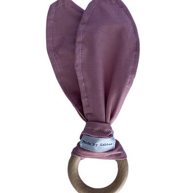Made by Gabbee - Wholesale Teether (not clip-on) – Baby - Rose Wooden Teething Crinkle Paper Ring