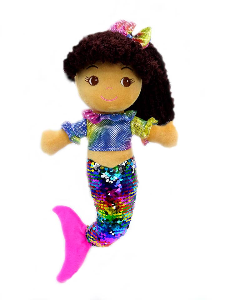 Poupée sirène arc-en-ciel à sequins Lola pour la vente par GirlzNDollz