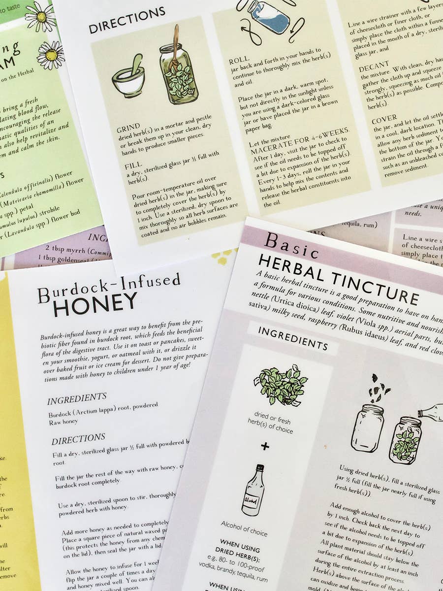Herbal Academy - Wholesale Recipe Card - Herbal Preparations 101 Laminated Recipe Guides3