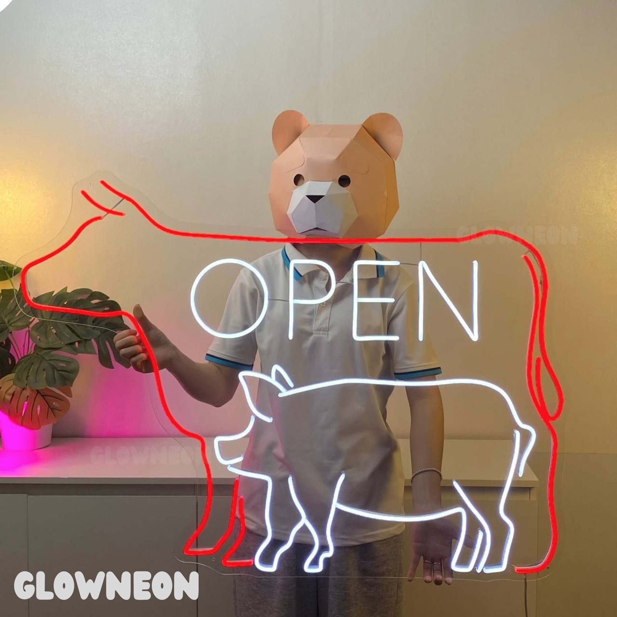 Glow Neon - Wholesale Neon Sign - Cow Pig Open Neon Light Up, Butcher Meat Shop Led Wall Decor1