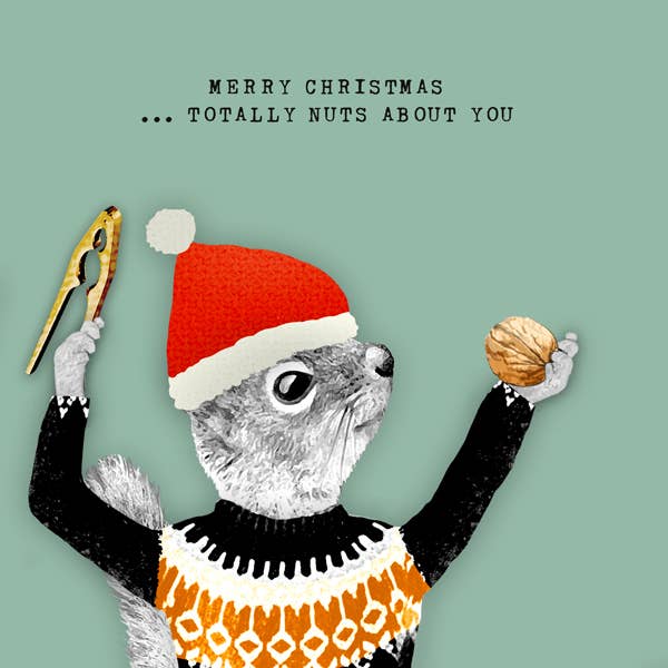Julekort - helt nødder om dig for engroshandel hos Sally Scaffardi Design