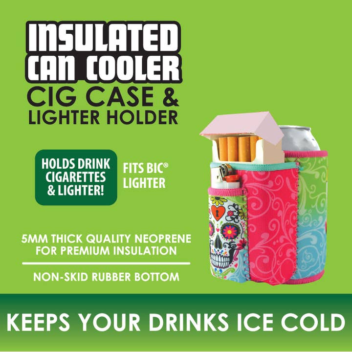 Novelty Brands - Wholesale Drink Huggers & Koozies - Insulated Can Cooler w/ Lighter Pouch Assortment- 2/Display3
