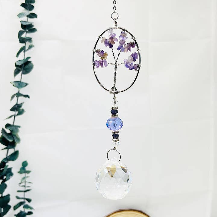GemMeet - Wholesale Suncatcher - Amethyst Tree Of Life Sun Catcher Wind Chime
