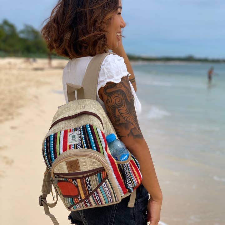 Lungta Imports - Wholesale Backpack - Women's - Handmade Natural Hemp Nepal Daypack Purse for Women & Girls7