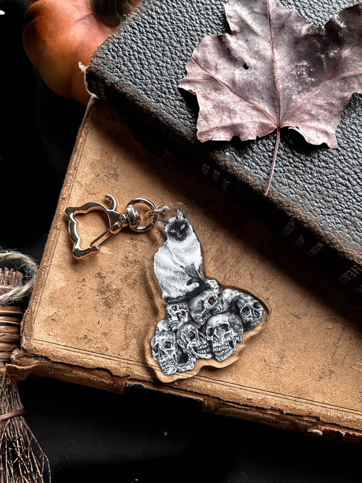 Cat Skull Keychain | Accessories | witchy decor | witch for wholesale by House of Hex