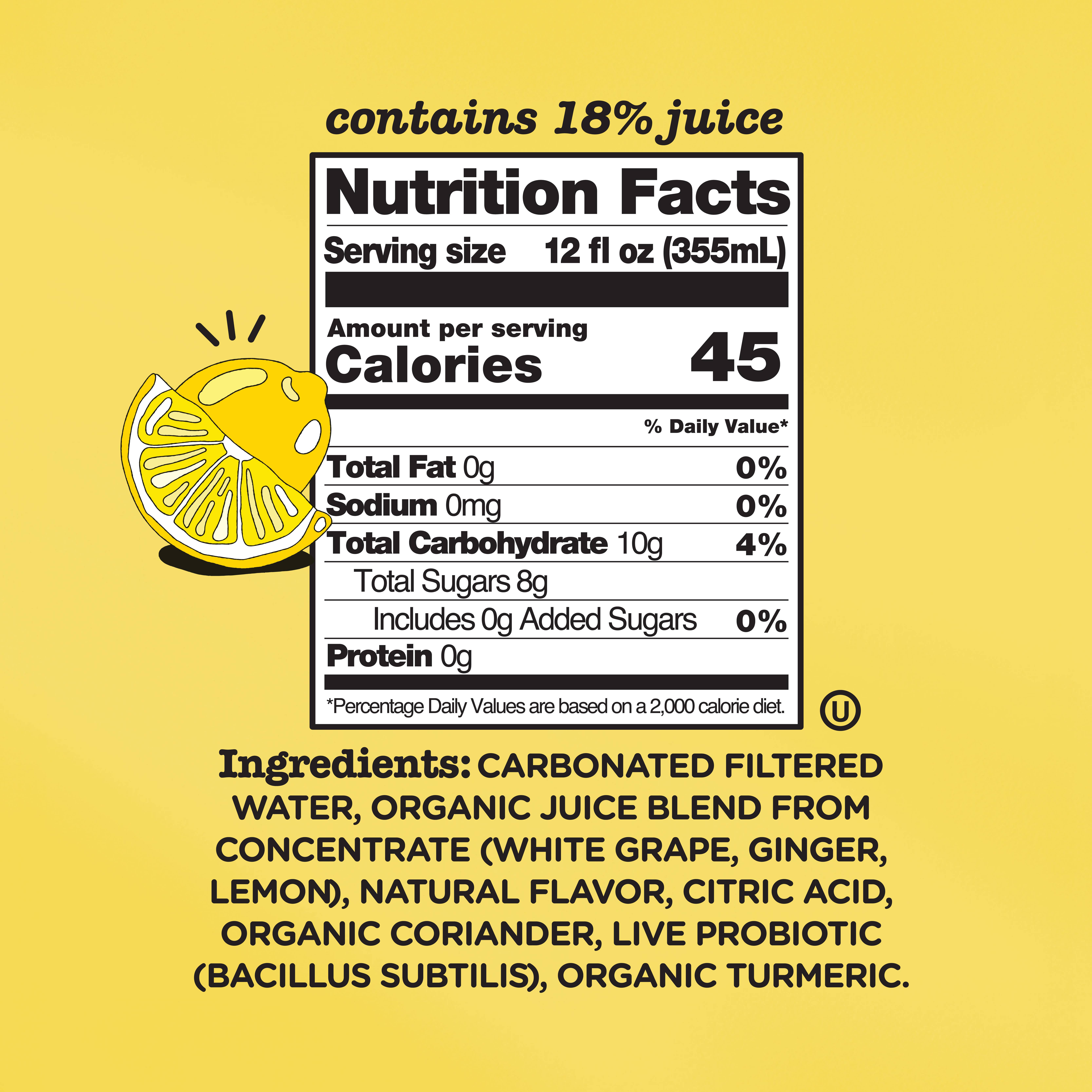 Culture Pop Soda - Wholesale Soda/Carbonated Drink - GINGER LEMON & turmeric - 12 Pack1