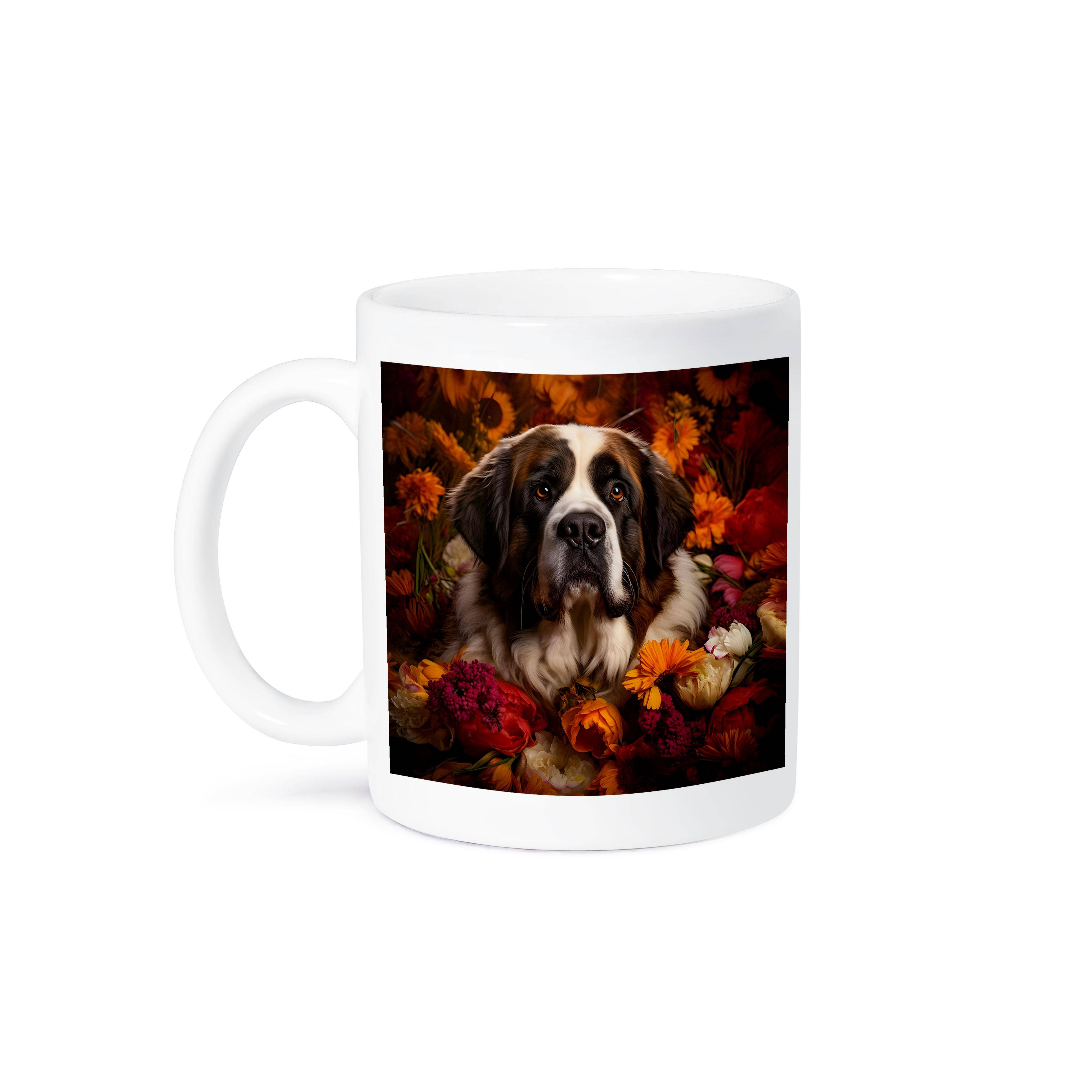 3dRose – wholesale Coffee mug – 3dRose, St. Bernard with floral background, Mug8