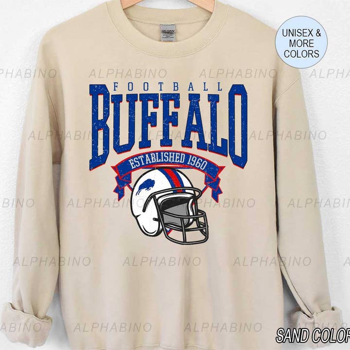 Buffalo Bills Crewneck Vintage Tee for Football Fans for wholesale by TheKingShirt