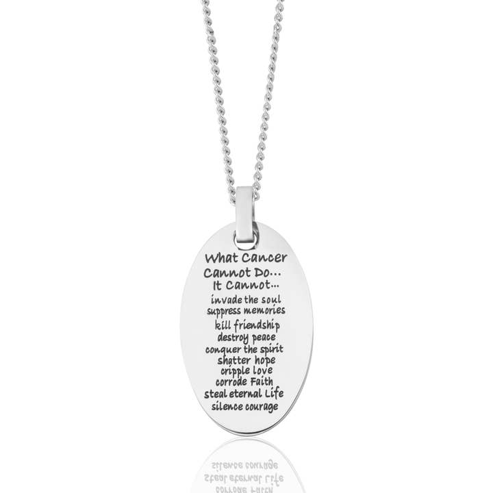 What Cancer Cannot Do Inspirational Oval Pendant Necklace for wholesale by Joyful Sentiments