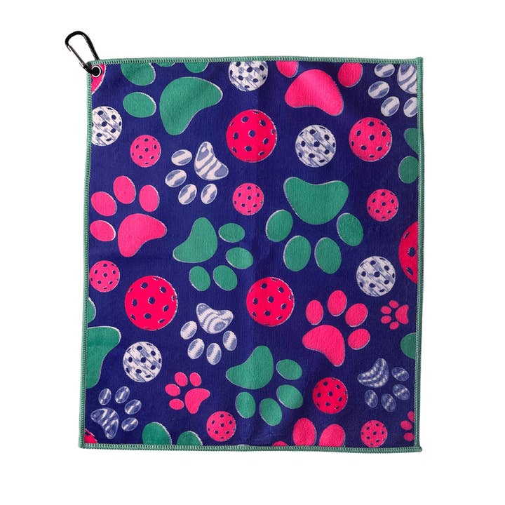 Pickleball Paw Print Microfiber/Cotton Athletic Tow for wholesale by Born to Rally
