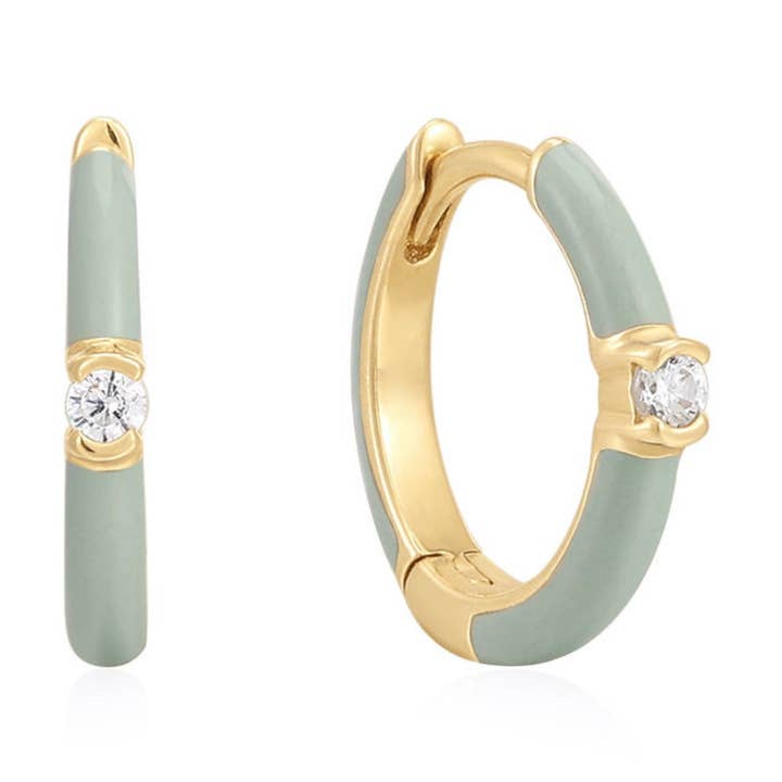 Orecchini a Cerchio in Smalto FINE - Verde Salvia per la vendita all'ingrosso da parte di NOLI