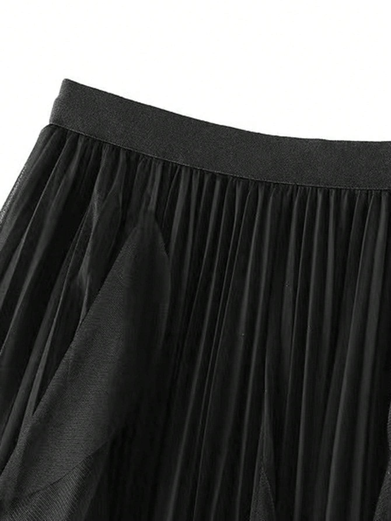 Fashion Combination - Wholesale Skirt - Women's - ruffle hem pleated tulle midi skirt2