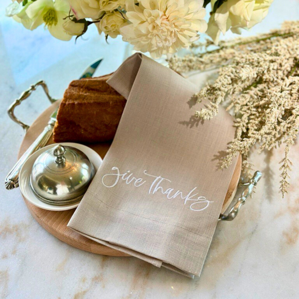 Soft Flax Give Thanks Towel for wholesale on Faire3