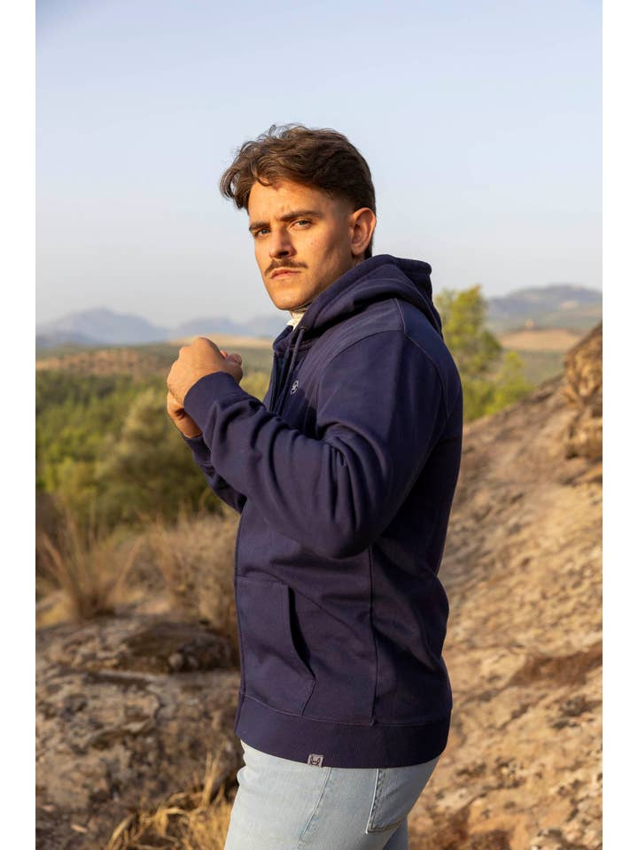 Custi Mikelo: Men's Clothing & Christmas Gifts - Wholesale Hoodie - Men's - Washed Navy Zipper Sweatshirt | Florencia4