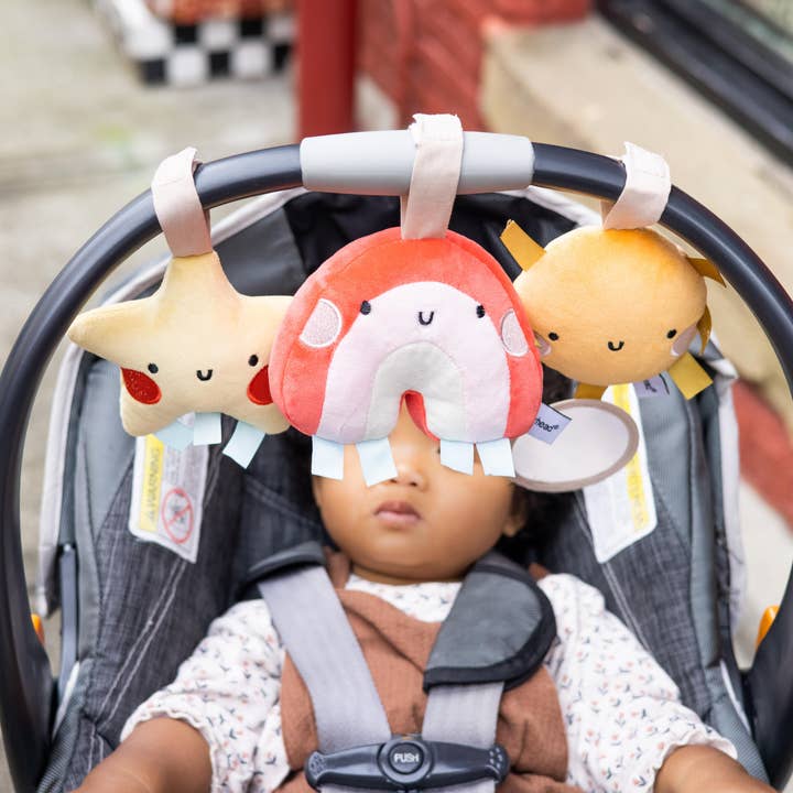 Pearhead - Wholesale Crinkle Tag Toy - Baby - Rainbow Sun and Stars Stroller Toys, Set of 33