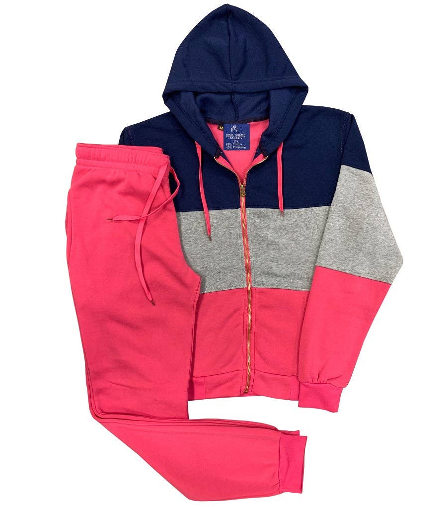 Royal Threads - Wholesale Activewear set – Women′s - Women’s Colorful Fleece Sweatsuit Sweat Jacket & Jogger Sweatpants Outfit8