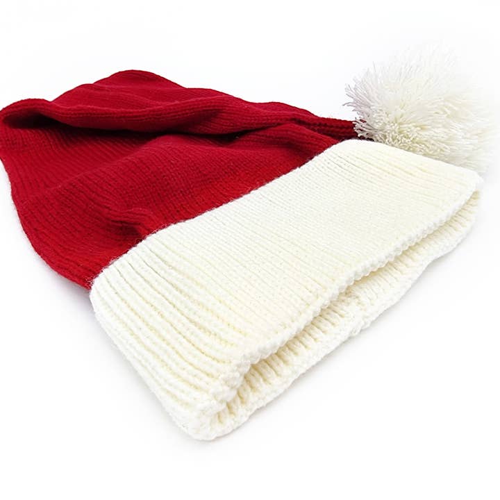 Snazzy Santa - Wholesale Beanie – Unisex - Flat Knitted Santa Hat - Classic Red and White4