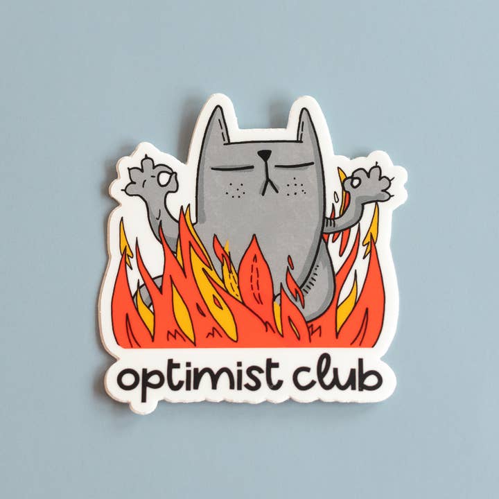 Adesivo Gatto Club Ottimista per la vendita all'ingrosso da parte di RippleSplash Studio