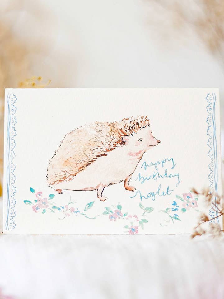 Happy birthday hoglet card for wholesale by Sophie Amelia Creates