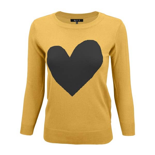 Lemon Tree - Wholesale Knit Sweater - Women's - Love Heart Crew neck Pullover Sweater1