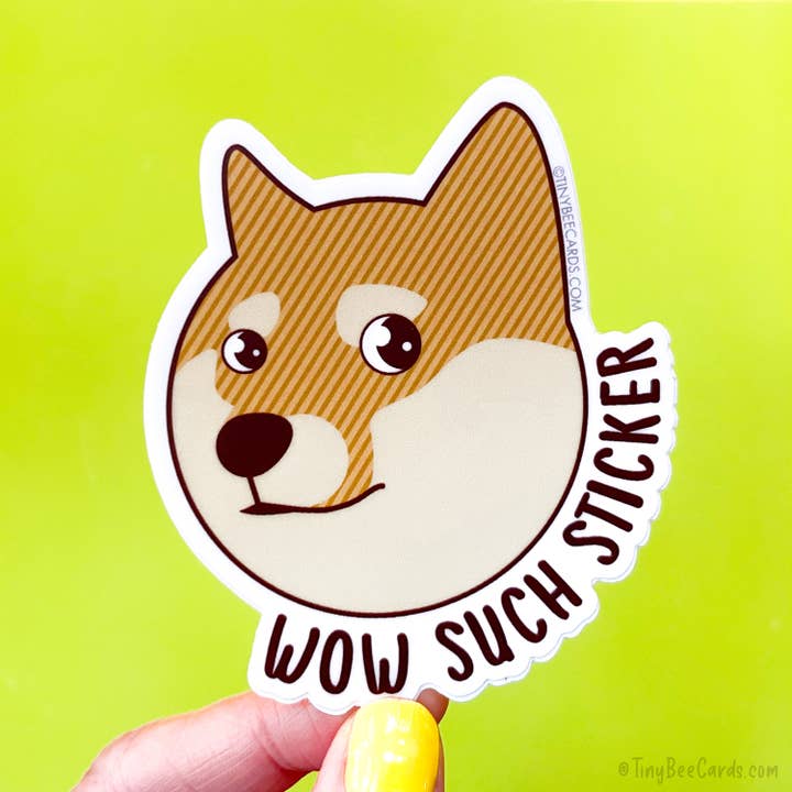 Wow Such Sticker Shiba Inu Doge Meme Vinyl Sticker for wholesale by Tiny Bee Cards