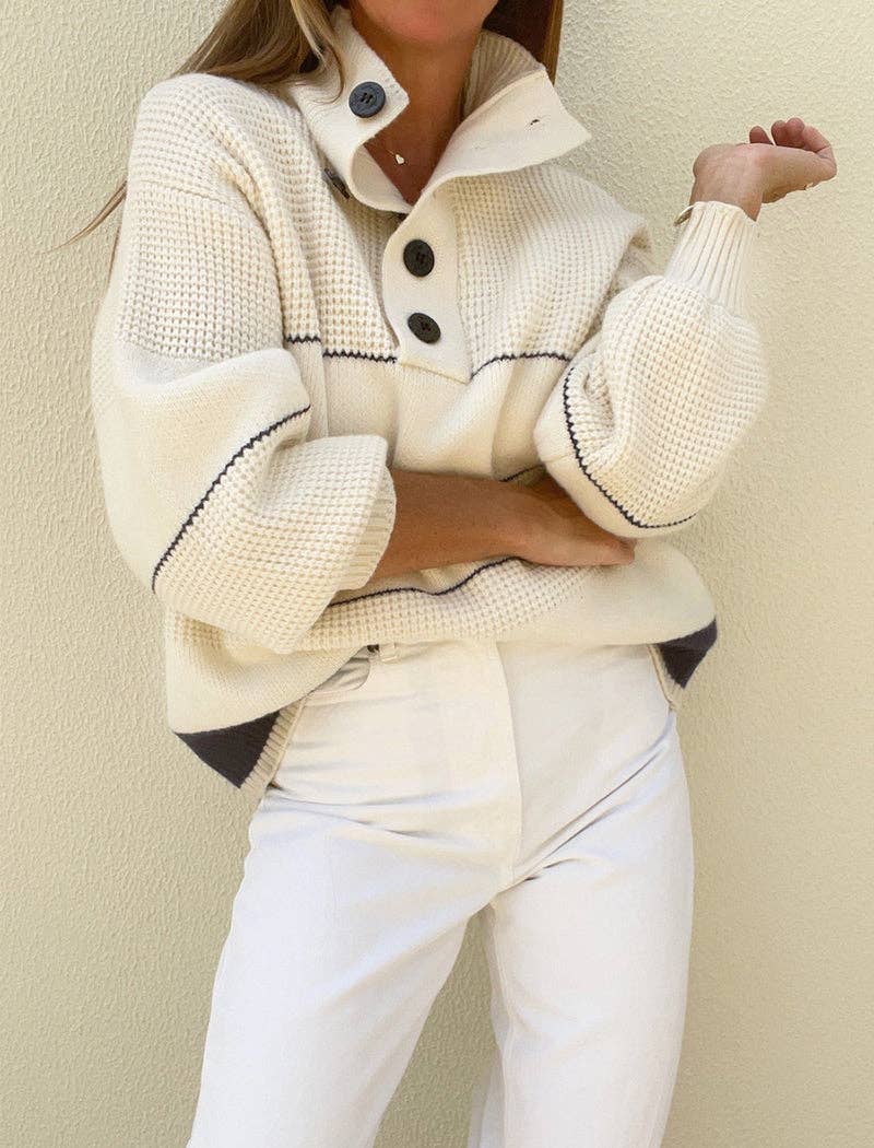 APRICOT Button-Up Collared Knit Sweater for wholesale on Faire2