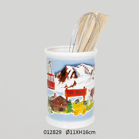 Utensil Holder + Utensils 'Les Alpes' Diam 11 X H. 16 cm for wholesale by Faye