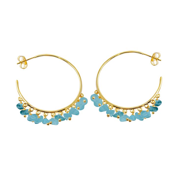 Lura Gold Plated Aqua Chalcedony Earrings for wholesale by TALISMAS BIJOUX